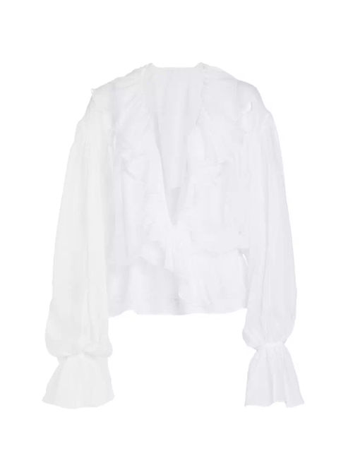 Sheer Surplice Chiffon Silk Blouse | £1833.58 | Mirror Online