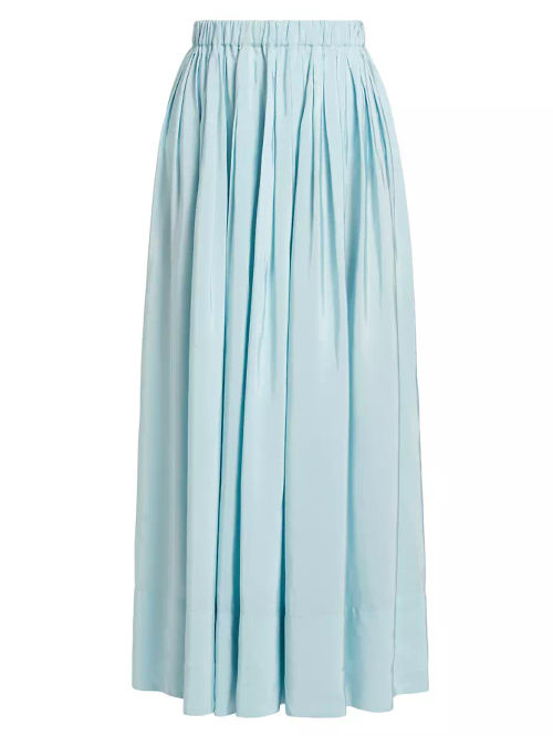 Pleated Elasticized Maxi Skirt