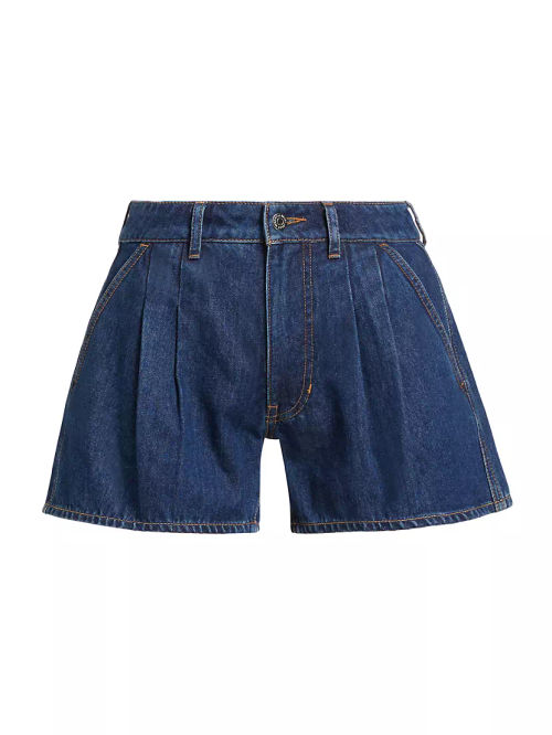 Simpson Pleated Denim Shorts