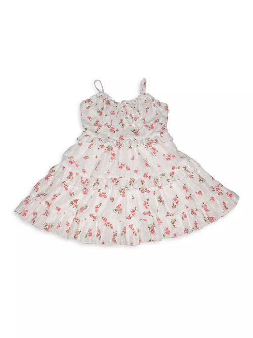 Girl's Floral Ruffle-Trim...