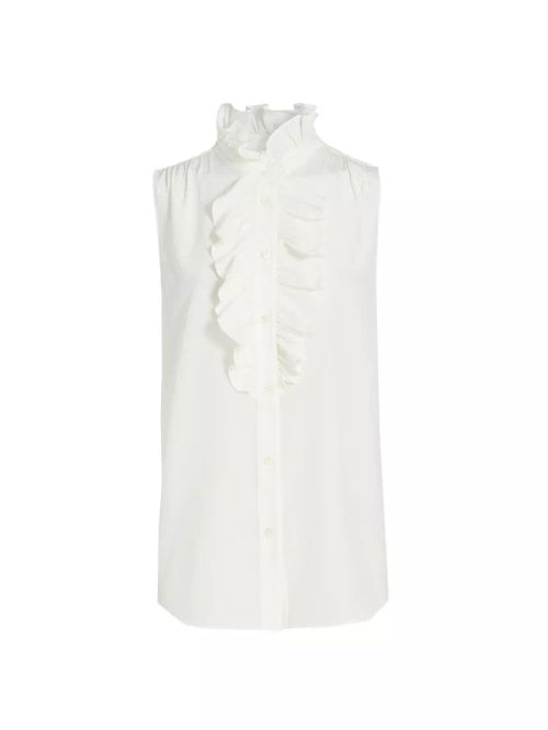 Ruffled Silk Sleeveless Blouse