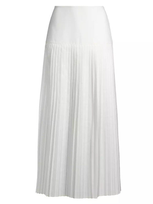 Drop-Waist Pleated Midi-Skirt