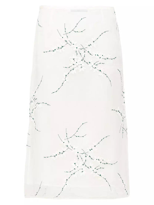 Embroidered Organza Midi-Skirt