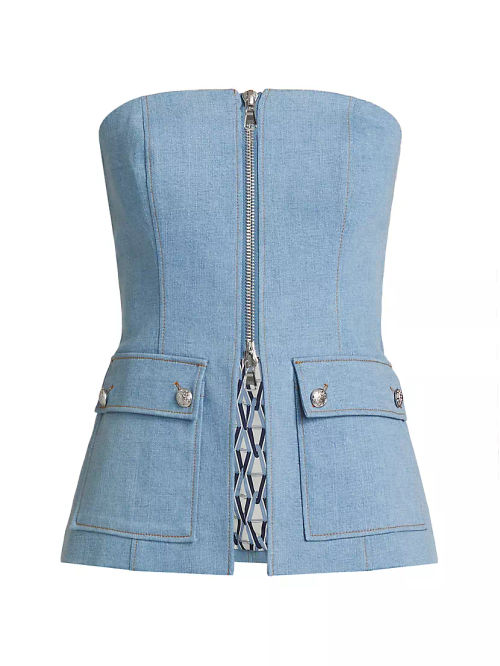 Maeve Seamed Denim Bustier