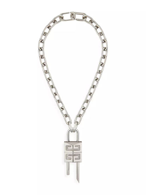 Medium Lock Necklace in Metal