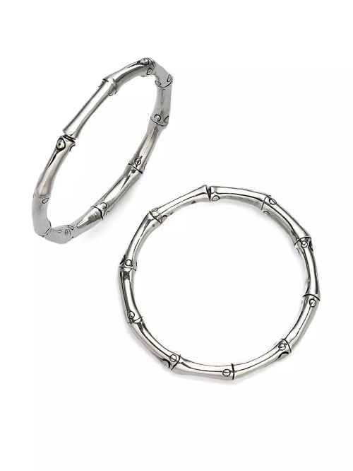 Bamboo Sterling Silver Hoop...