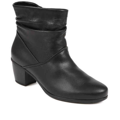Heeled Leather Slouch Ankle...