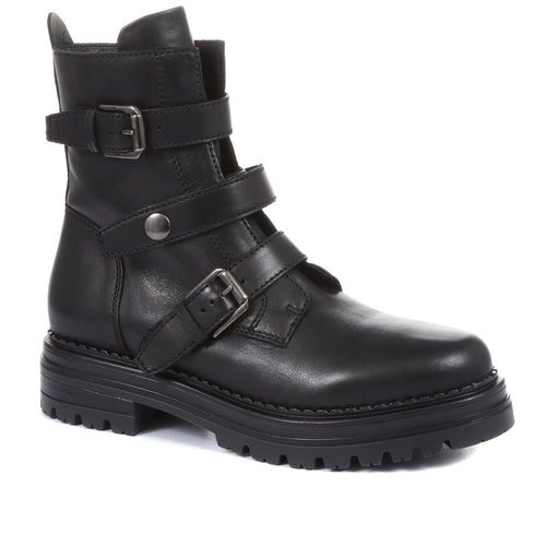 Casimira Buckle Biker Boots -...