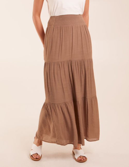 Shirring Waist Tiered Maxi...