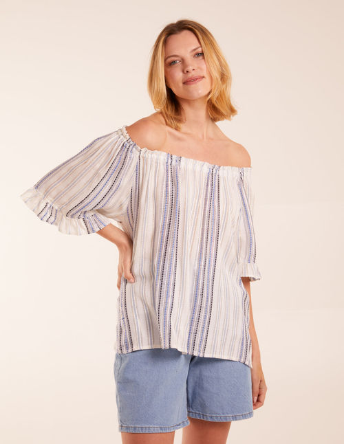 Bardot Top With Stripe - L /...