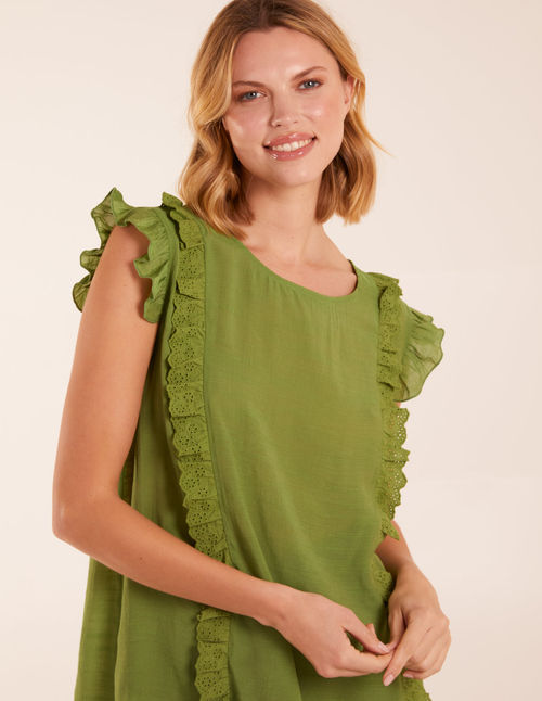 Button Back Frill Top - L /...