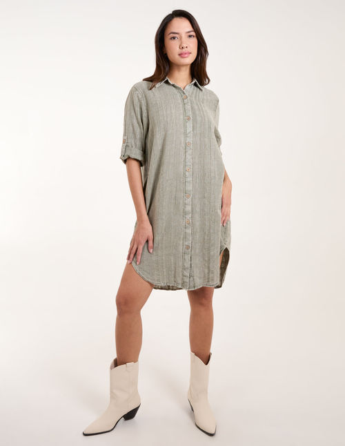 Button Down Shirt Dress - M/L...