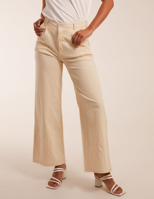 Wide Leg Trousers - 16 / BEIGE