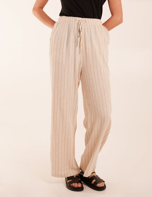 Stripe Wide Leg Linen...