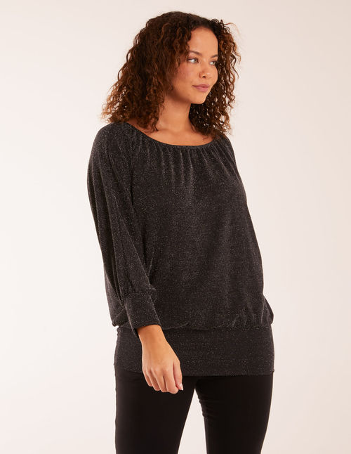 Wide Scoop Batwing Hem...