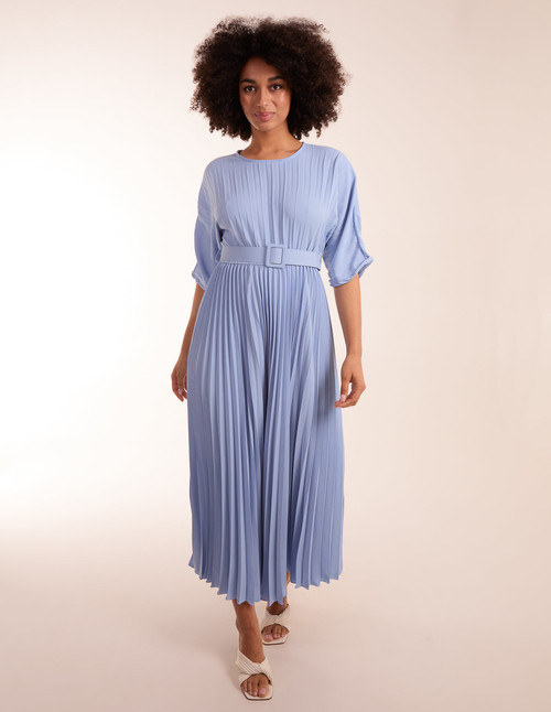 Pleated Dress With Belt - L /...