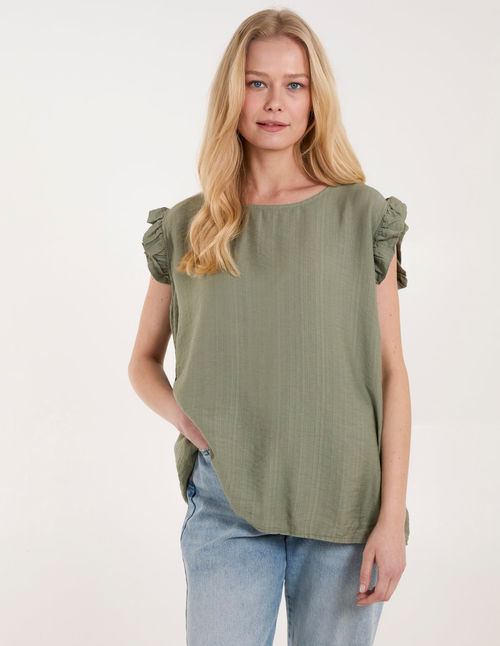 Button Back Frill Shoulder...