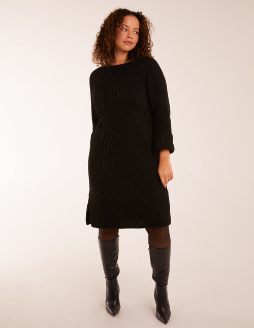 Knitted Ribbed Jumper Dress -...
