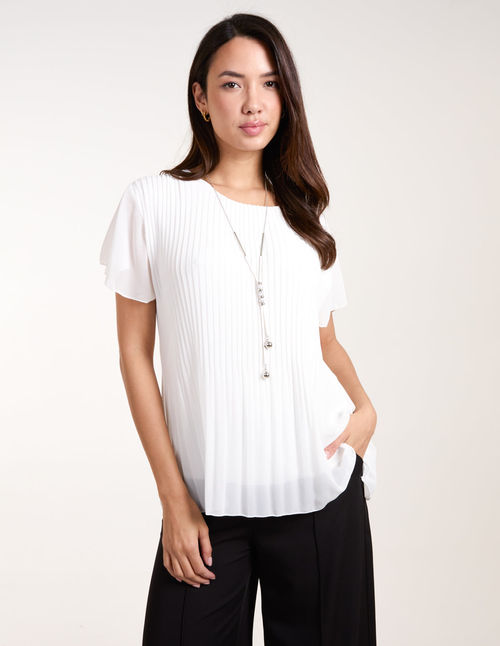 Pleated Short Sleeve Top -...