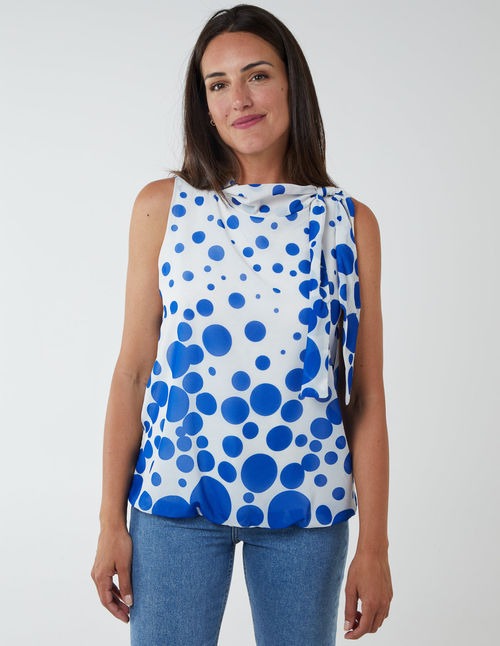 Sleeveless Polka Dot Top With...