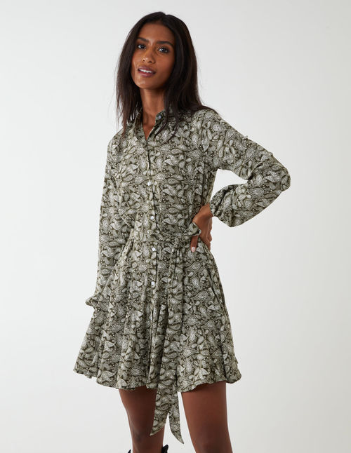 Shirt Mini Dress With Godet...