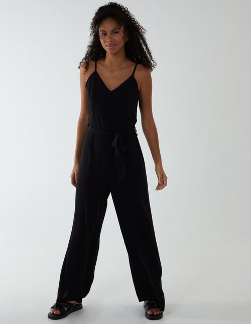 Button Front Strappy Jumpsuit...