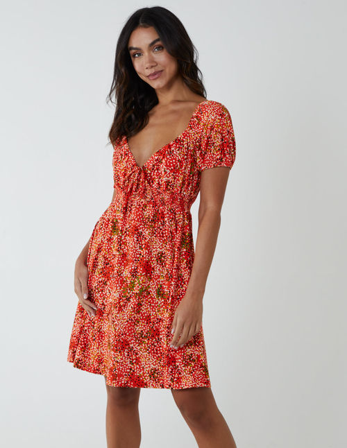 Shirred Sweetheart Mini Dress...