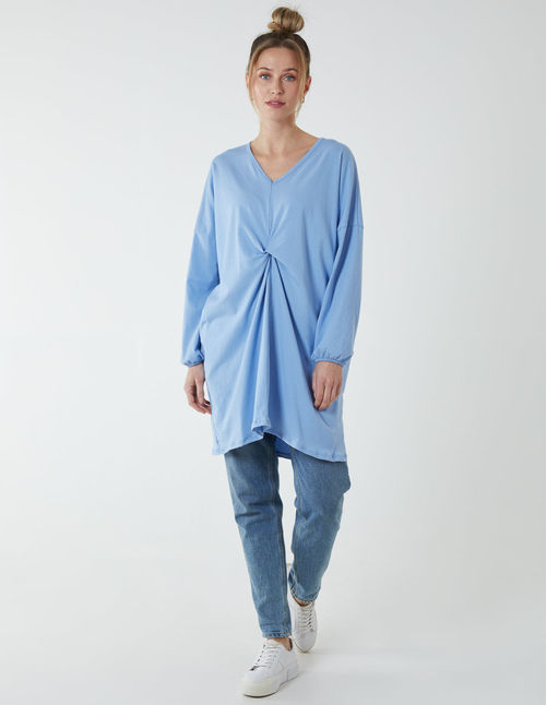 Twist Front Cotton Tunic With...