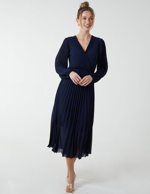 Pleated V-Neck Dress - M/L /...