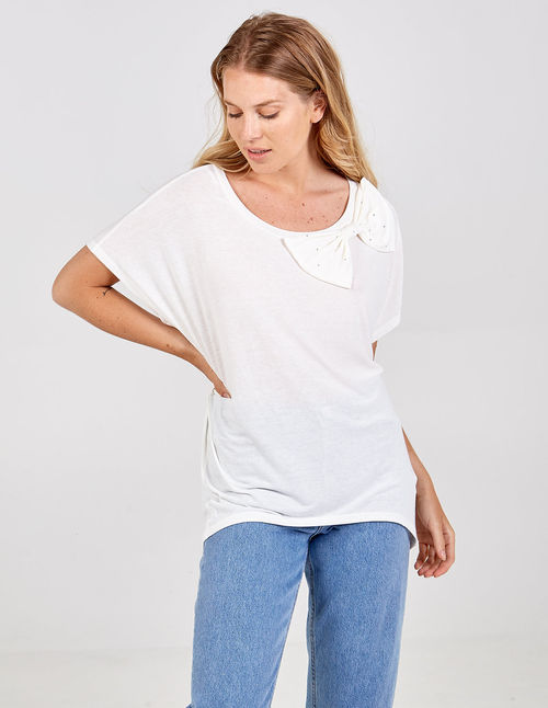 Oversized Diamante Bow Top -...