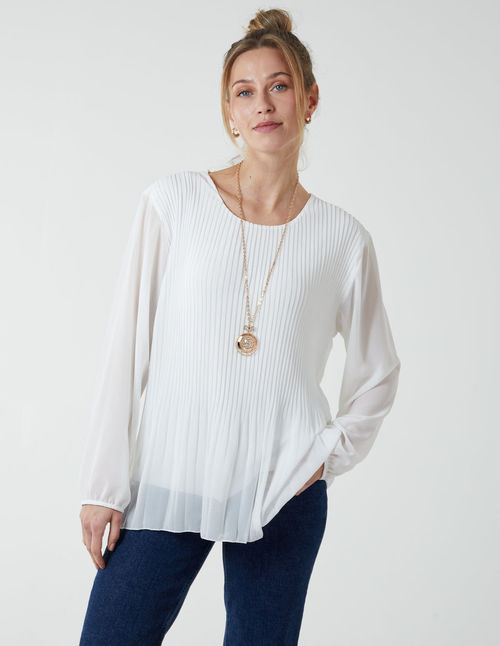 Long Sleeve Pleated Top - ONE...