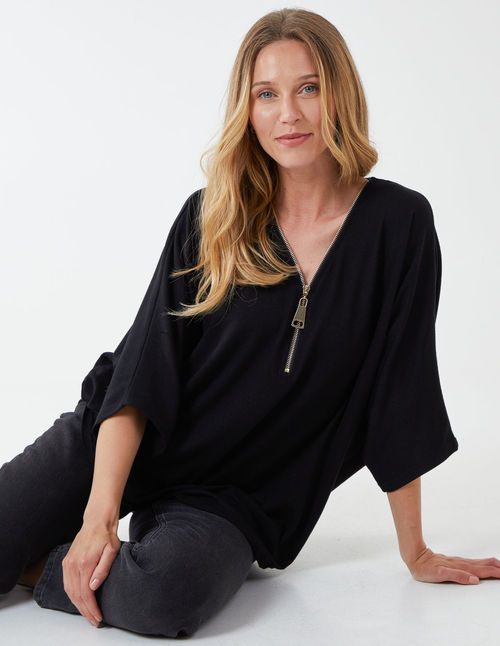 Plain Zip Front Top - M/L /...