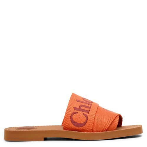 Woody orange linen slide...