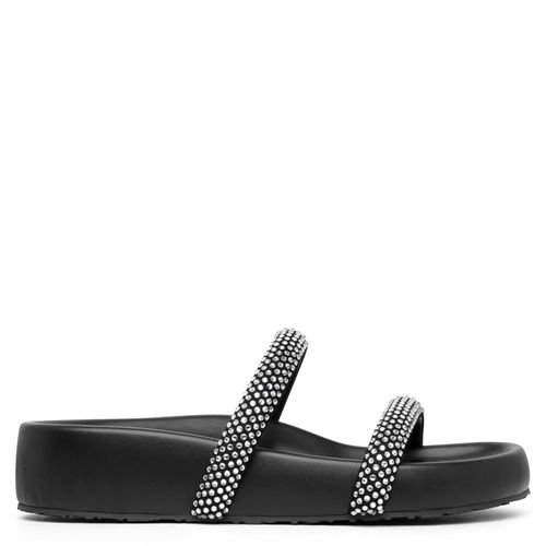 Black leather crystal slide...