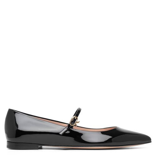 Black patent strap ballerinas