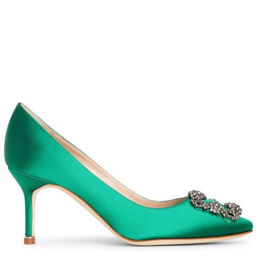 Hangisi 70 emerald satin pumps