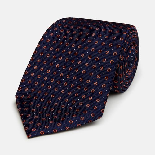 Navy and Orange Circle Silk...