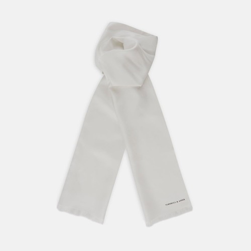 Plain White Silk Scarf