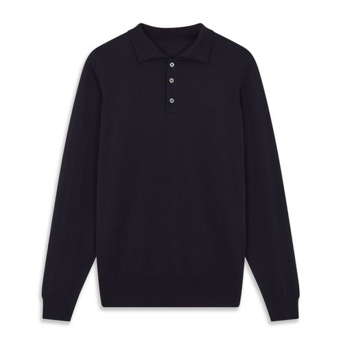 Navy Merino Wool Cecil Polo...