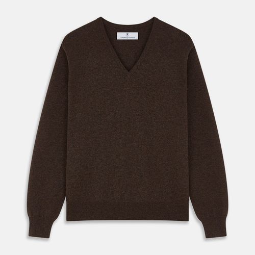 Brown Cashmere V-neck Paden...