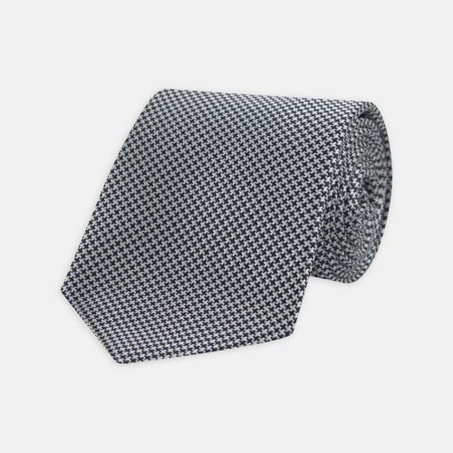 Navy Houndstooth Silk Tie