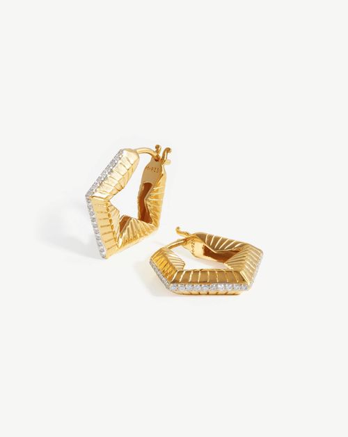 Celestial Small Pave Star Hoop Earrings | 18ct Gold Vermeil/Cubic ...