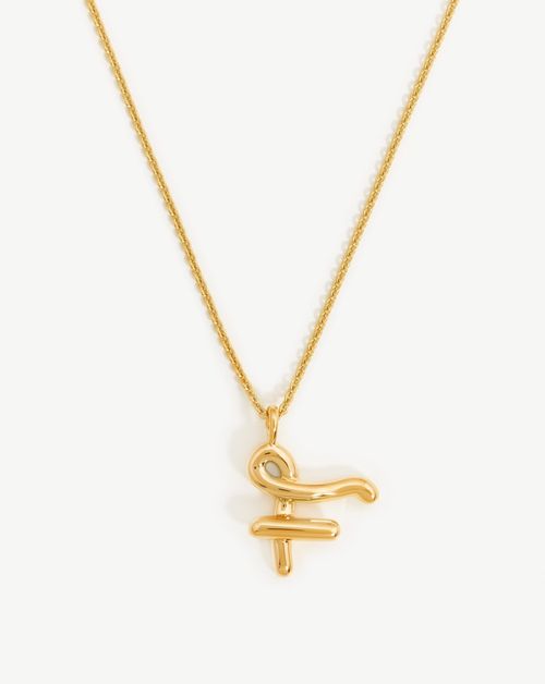 Curly Molten Initial Pendant Necklace