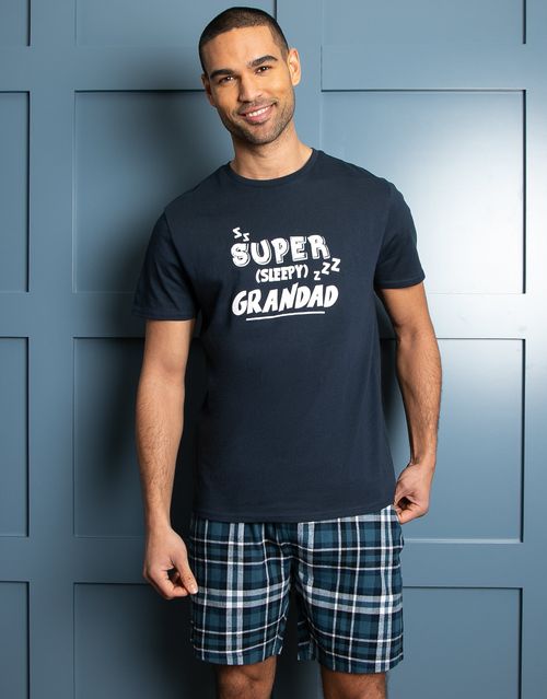 Men's Navy Check Pyjama Short...