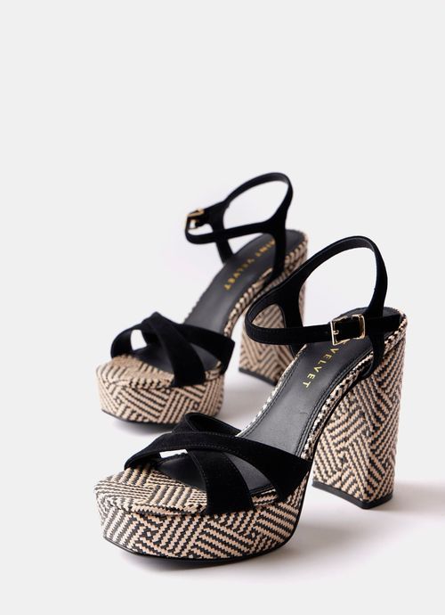 Black Geometric Block Heeled...