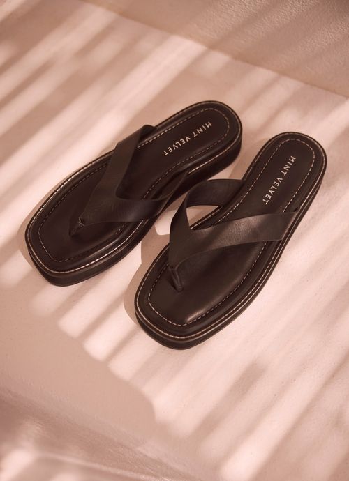 Black Leather Flip Flop...