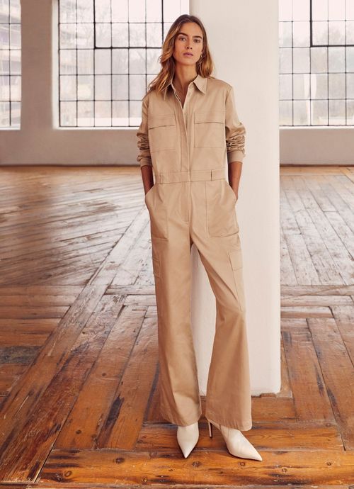 Beige Utility Jumpsuit