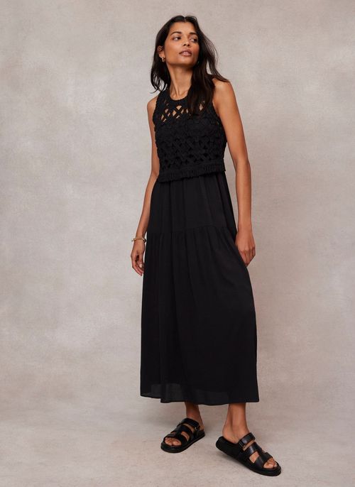 Black Crochet Cotton Midi...