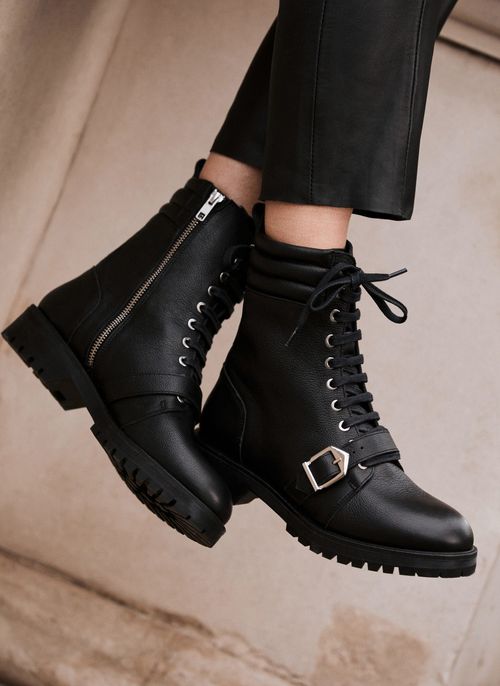 Black Leather Biker Boots