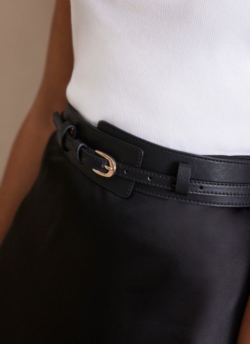 Black Leather Waist Belt